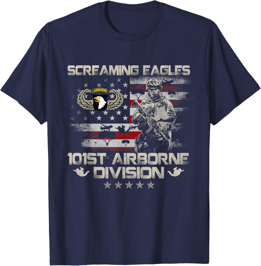 Screaming Eagle 101st Airborne Division Veteran Sky Soldier T-Shirt - T-Shirt | Navy