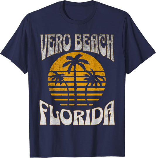 Vero Florida Beach Summer Vacation Vintage T-Shirt - T-Shirt | Navy