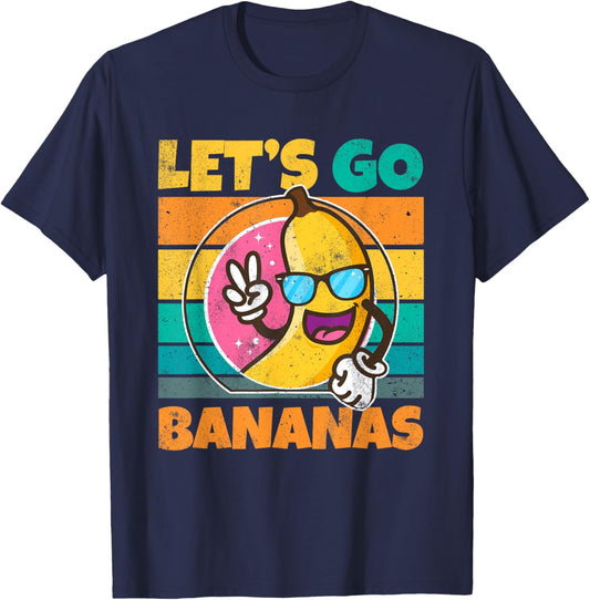 Retro Vintage Funny Banana Meme Let Go Banana Peace Bananas T-Shirt - T-Shirt | Navy