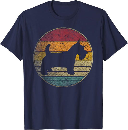 Scottish Terrier Dog Vintage Distressed Retro 70s 80s Gift T-Shirt - T-Shirt | Navy