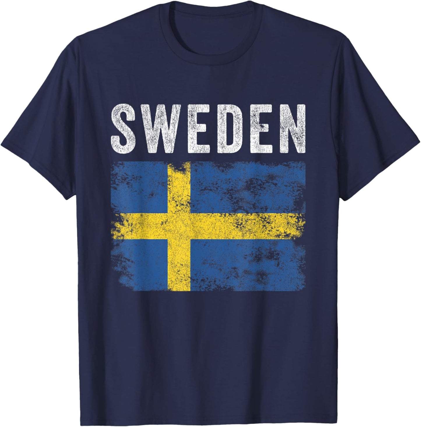 Sweden Flag Distressed - Men Women Kids - Swedish Flag T-Shirt - T-Shirt | Navy