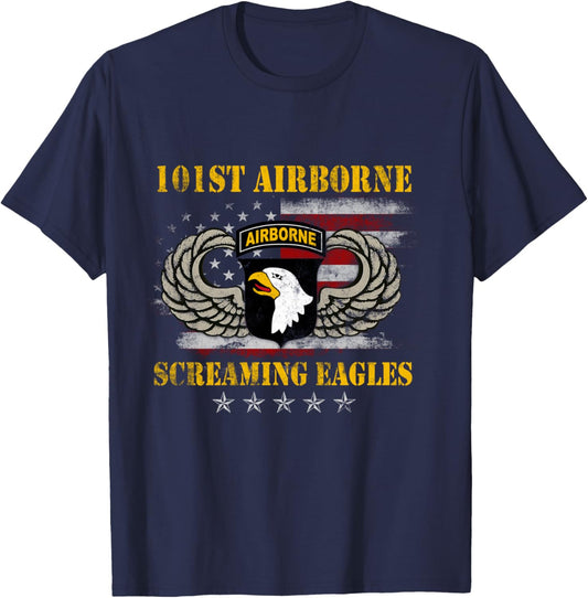 Screaming Eagle 101st Airborne Division Paratrooper Veteran T-Shirt - T-Shirt | Navy