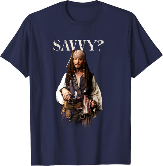 Disney Pirates of the Caribbean Captain Jack Savvy? T-Shirt - T-Shirt | Navy