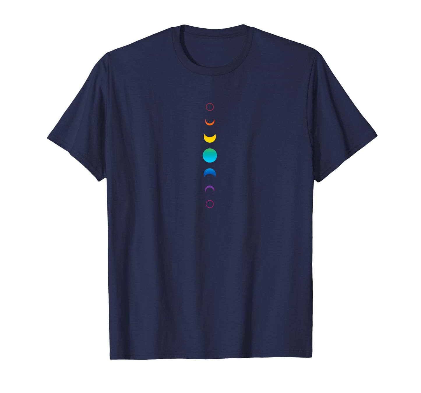 Celestial Moon Phase Back Print Rainbow Lunar Astronomy T-Shirt