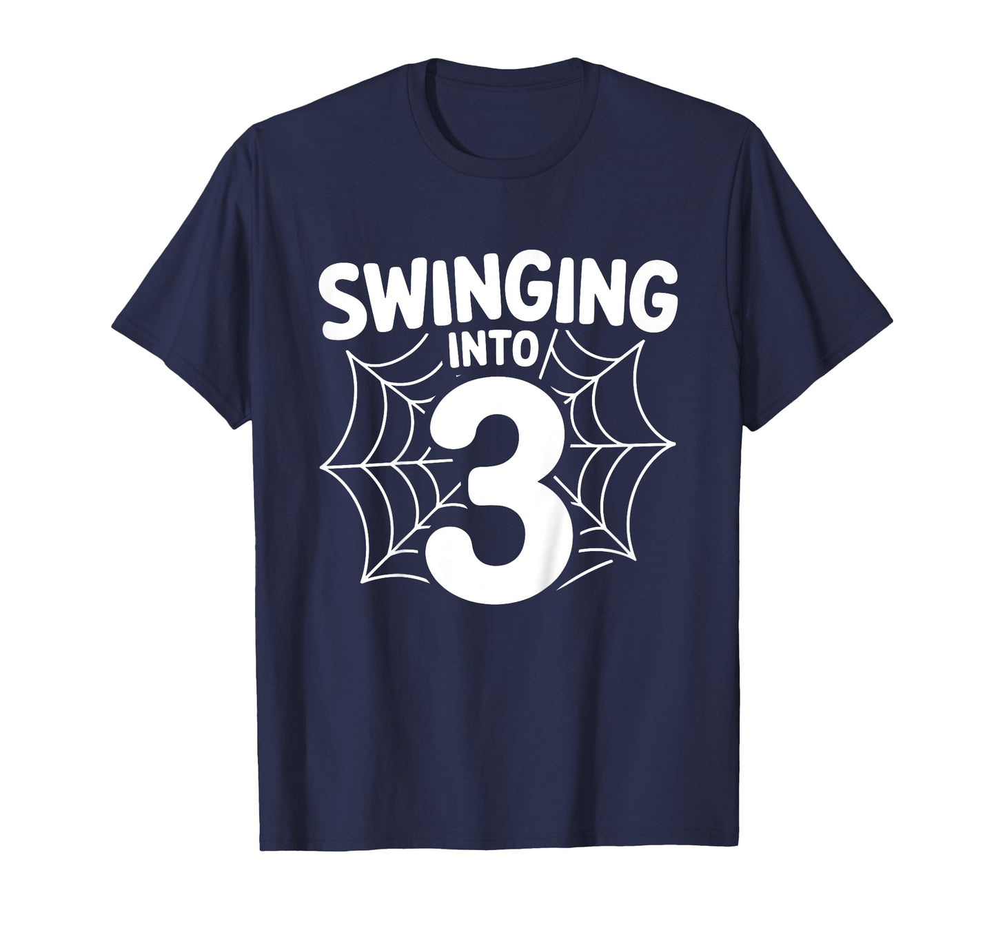 Kids Swinging into 3 Spider 3rd Birthday Party 3Yr old Boy T-Shirt