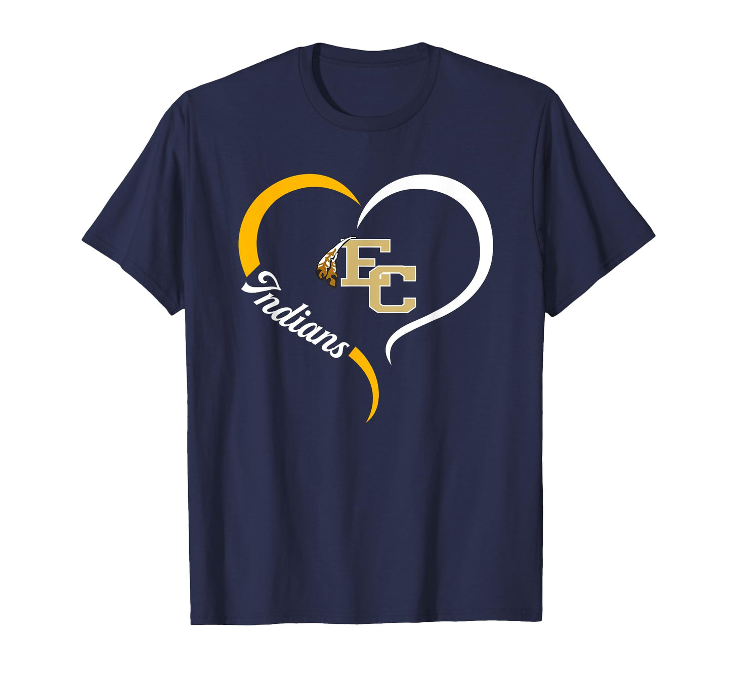 East Coweta Indians Logo Half Heart Slogan HS T-Shirt