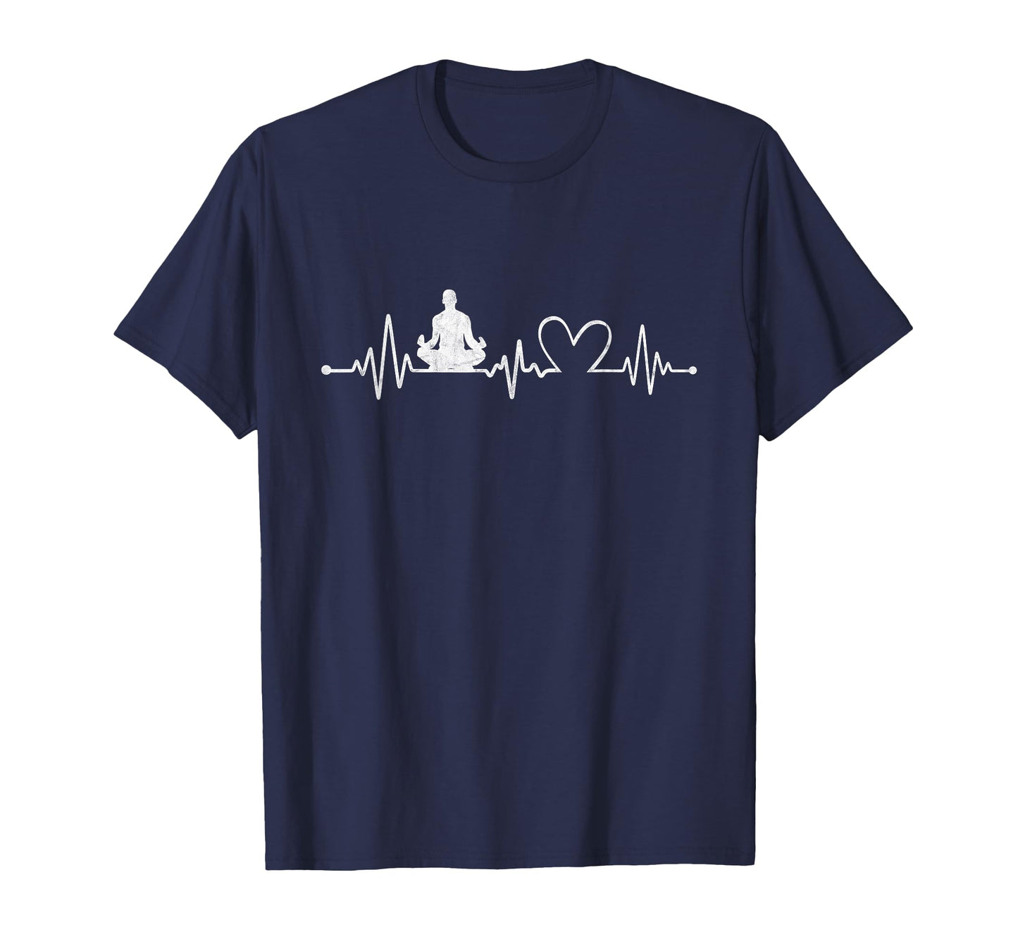 Distressed Yoga With Heartbeat Graphic Yoga Lover T-Shirt
