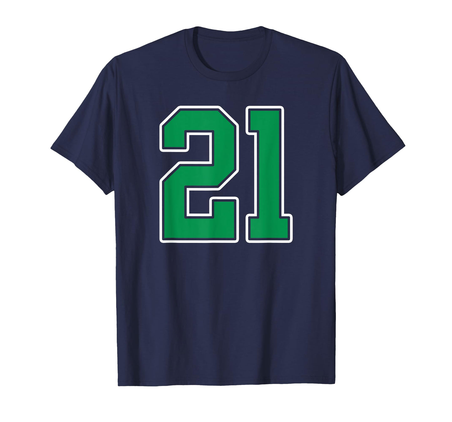 Kelly Green White Number 21 Jersey Player Uniform #21 T-Shirt