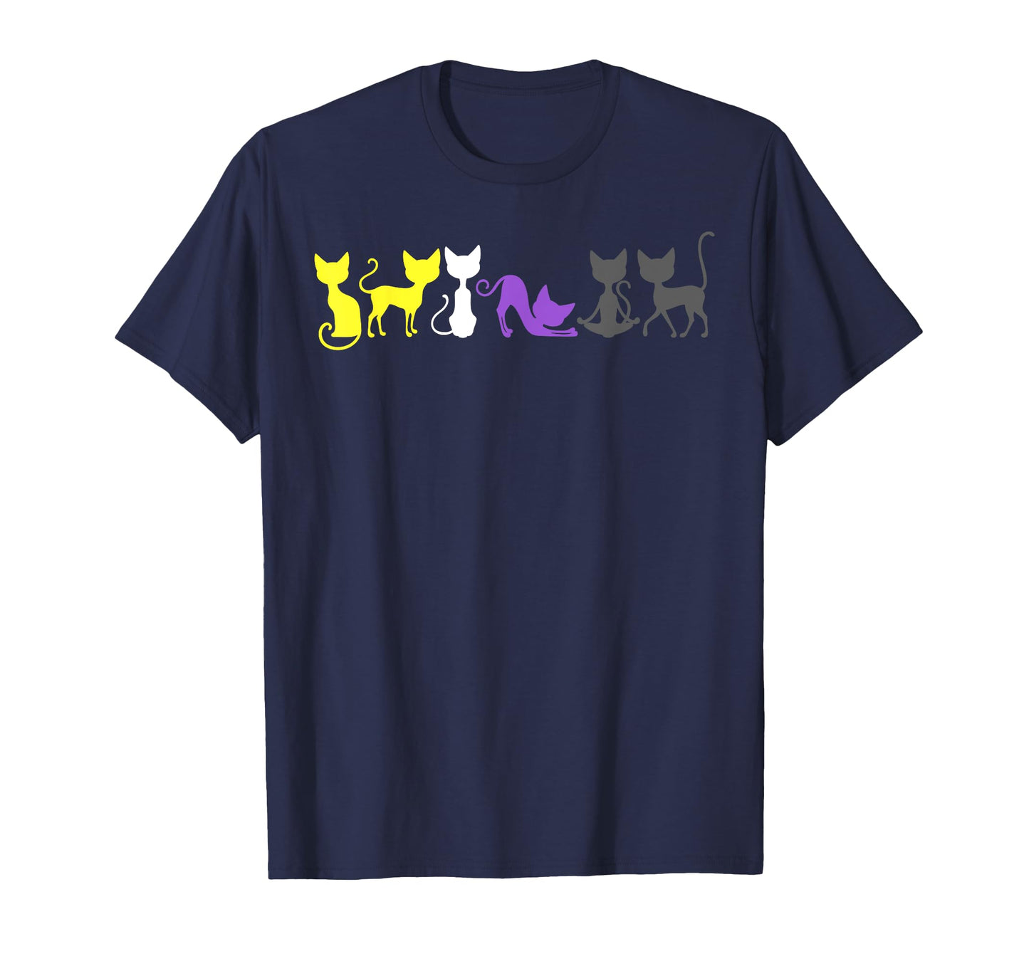 Nonbinary Pride Cats Stretching and Meditating in Flag Color T-Shirt