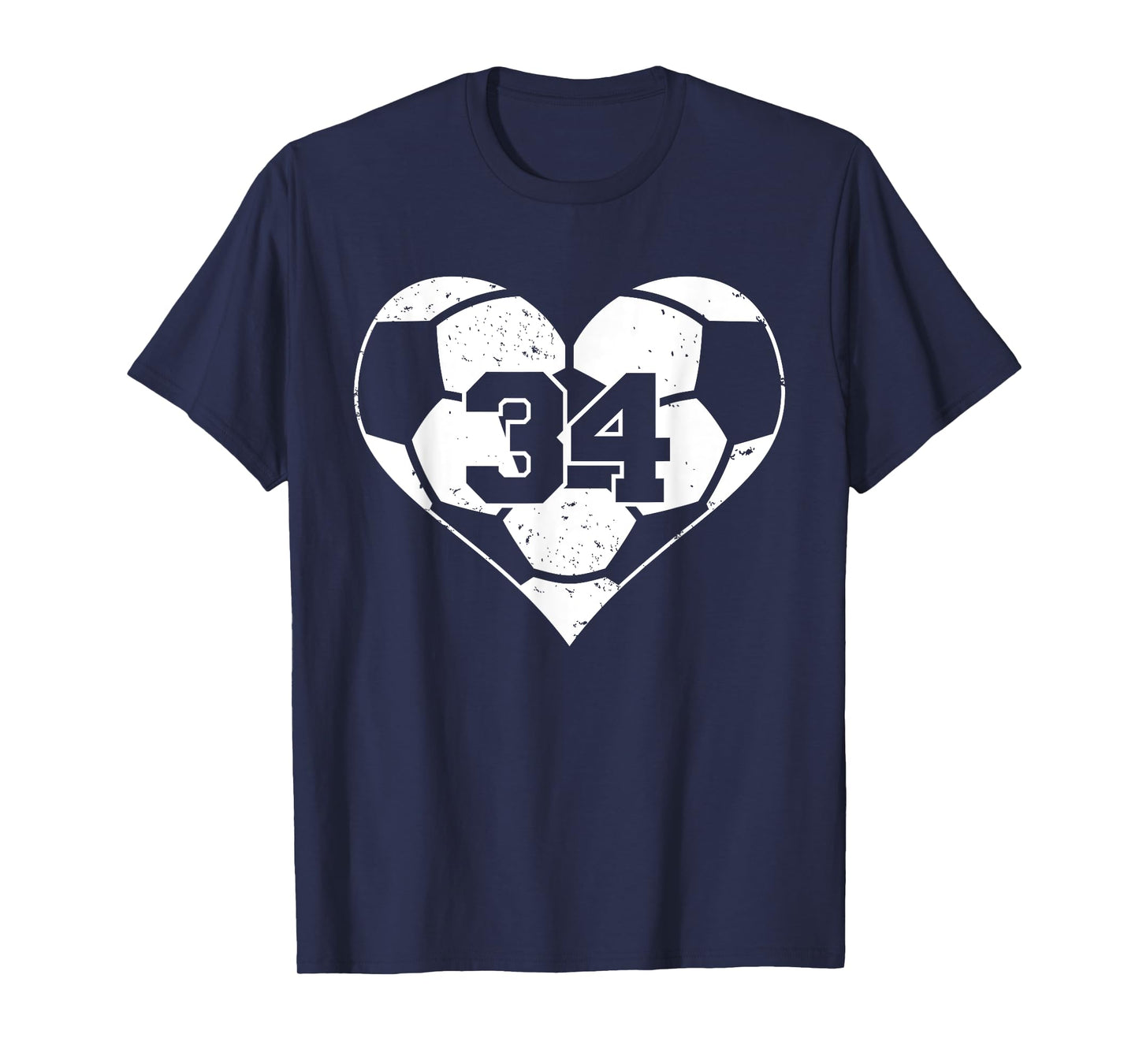Soccer Number 34 Jersey Funny Soccer Heart Game Day T-Shirt