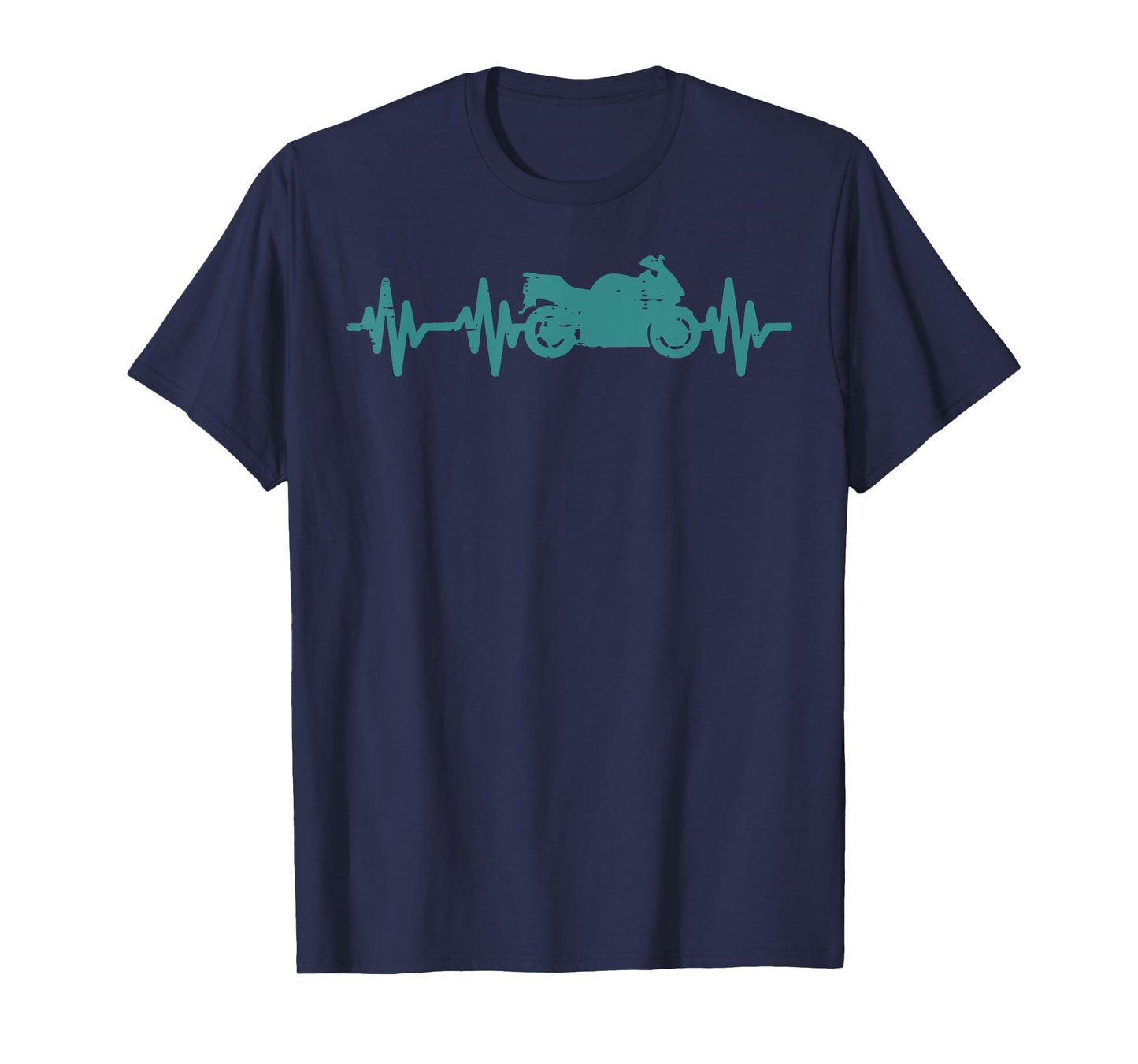 Biker Motorcycle Heartbeat Cool Motorbike Men Women Kids T-Shirt