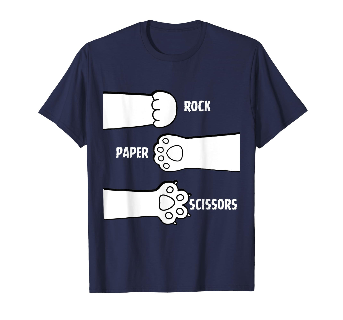 Cat Rock Paper Scissors Hand Game Paw Claw Cute Funny T-Shirt for Men Women Girls Kids