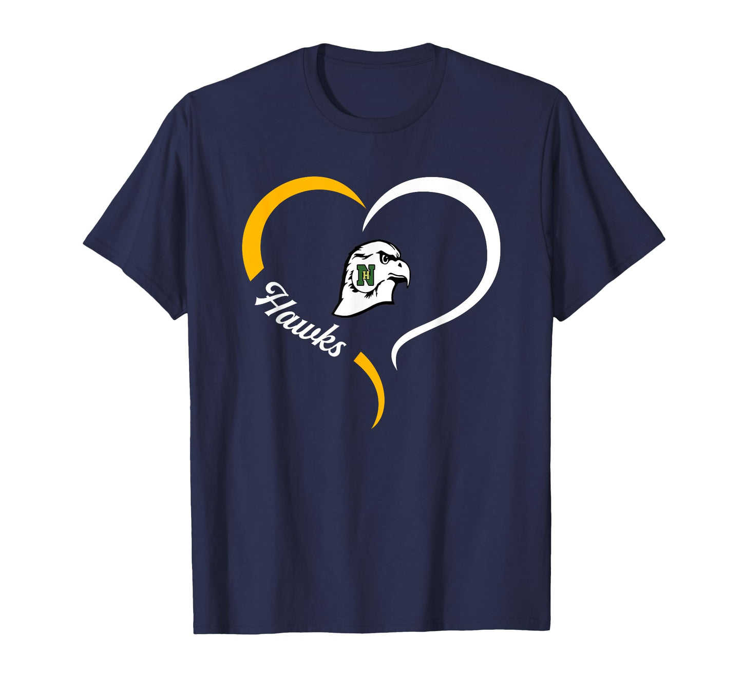 North Harford Hawks Logo Half Heart Slogan HS T-Shirt