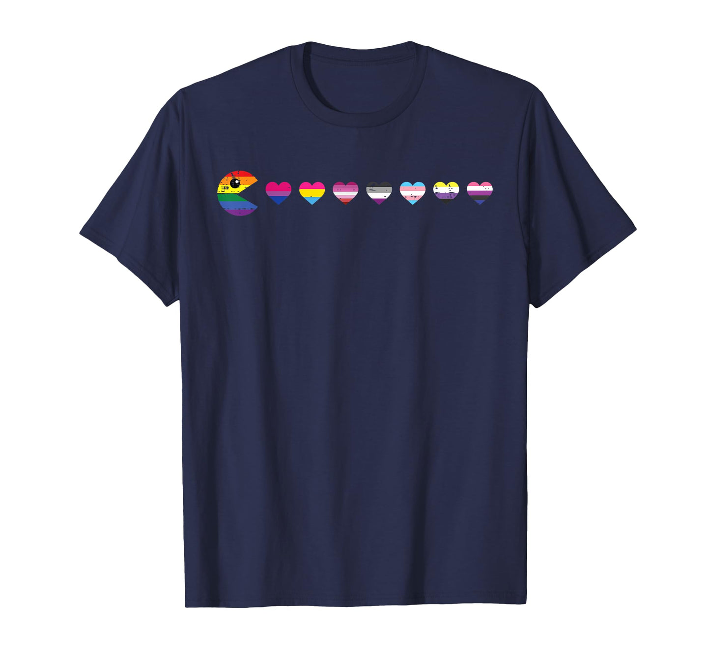 Gay Pride Eating Hearts LGBTQ Ally Gamer Boys Teen Kids Men T-Shirt