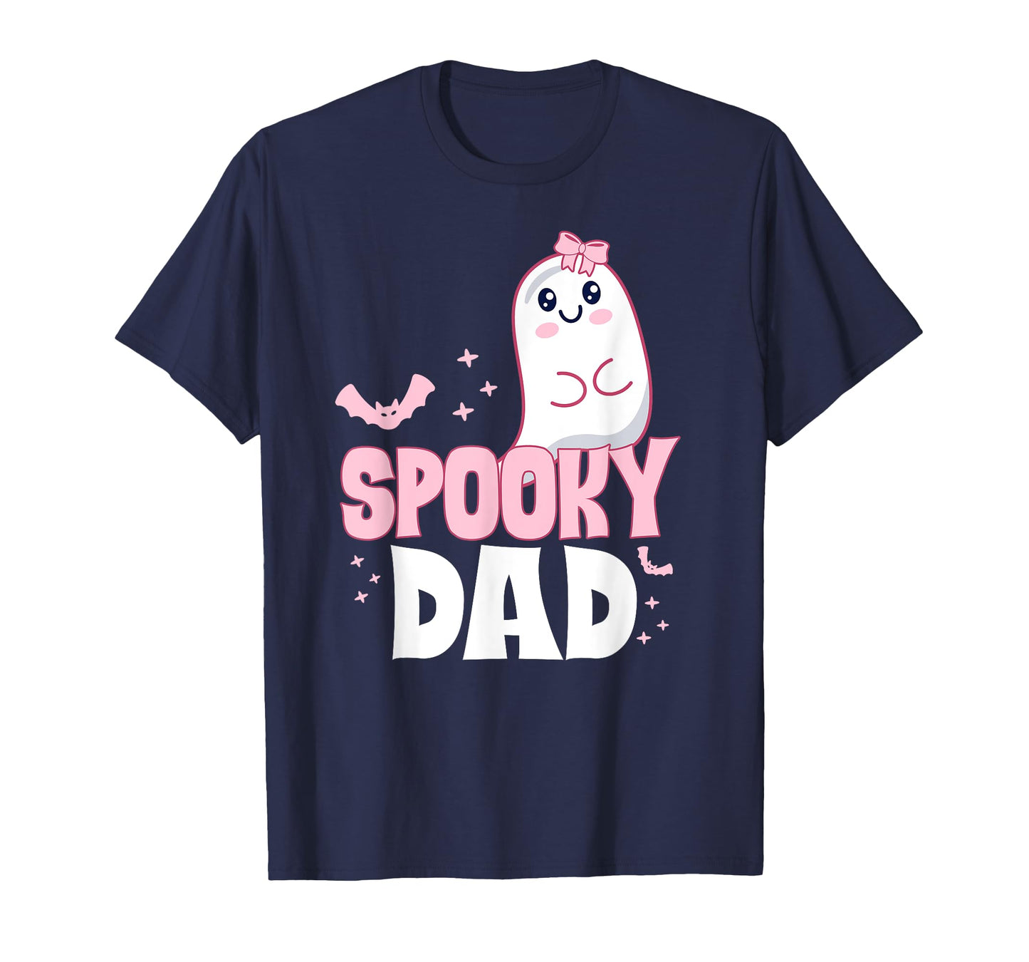 Spooky Dad Family Cute Pink White Ghost Boo Halloween T-Shirt