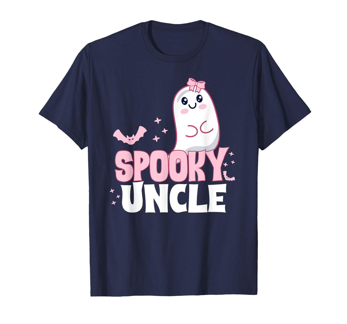 Spooky Uncle Family Cute Pink White Ghost Boo Halloween T-Shirt