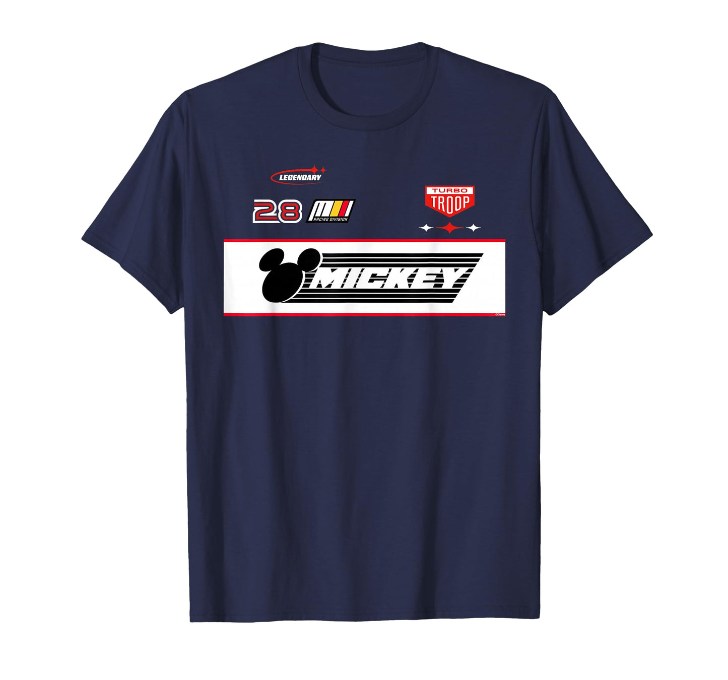 Disney Racing Mickey Mouse Turbo Troop Race Car Badge Logos T-Shirt