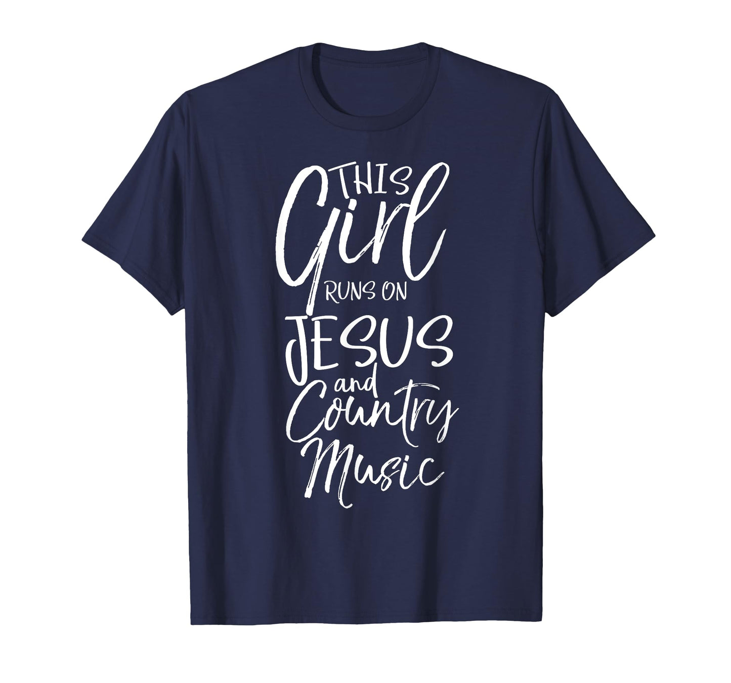 Christian Women's This Girl Runs on Jesus and Country Music T-Shirt