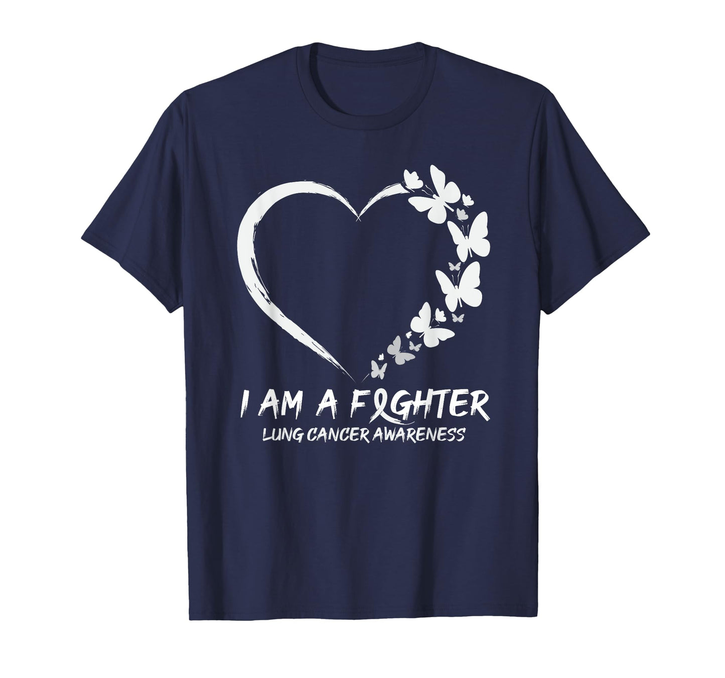 Butterfly Heart I Am A Fighter Lung Cancer Awareness T-Shirt