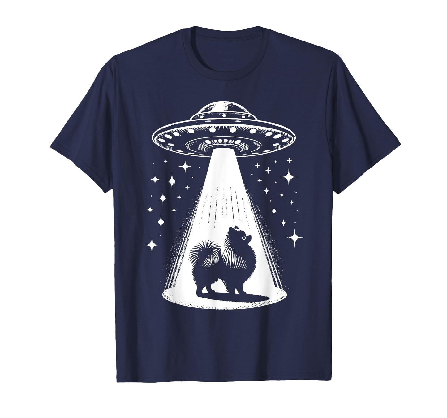 Pomeranian Mom Dad Dog - Funny Alien UFO Men Women T-Shirt