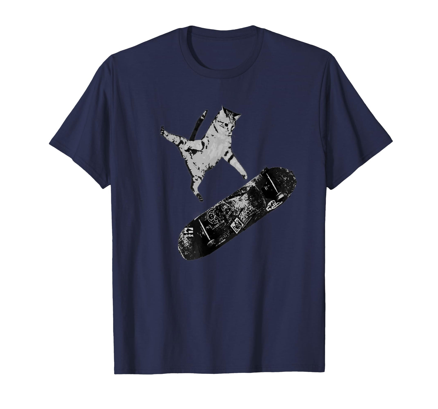 Cat on Skateboard Graphic Tee – Funny Kitten on Skateboard T-Shirt for Men Women
