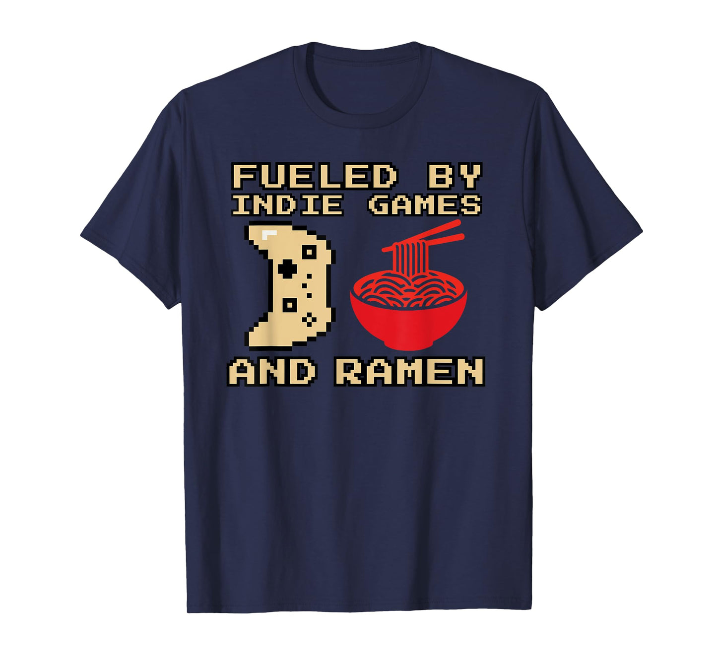 Funny Gamer Fueled by Indie Games and Ramen Pixel Design T-Shirt