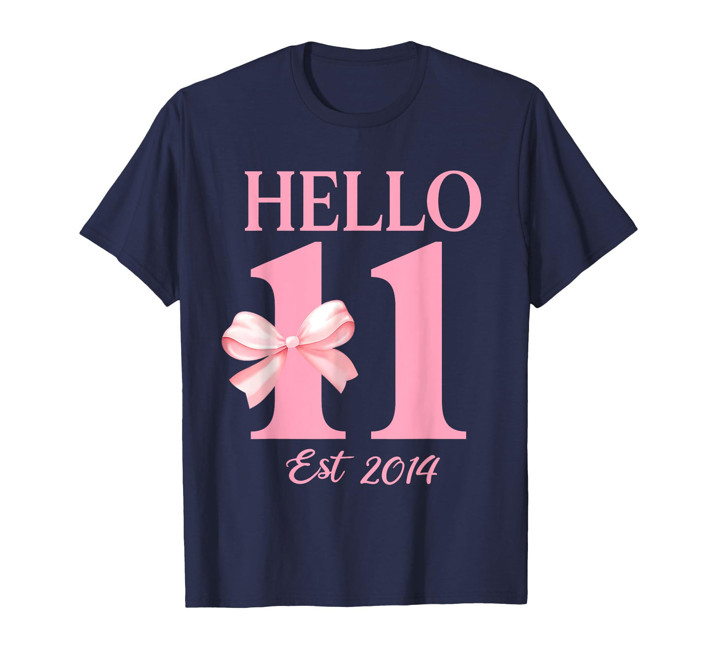 Hello Eleven Est 2014 11th Birthday Girl Coquette Bow Kids T-Shirt