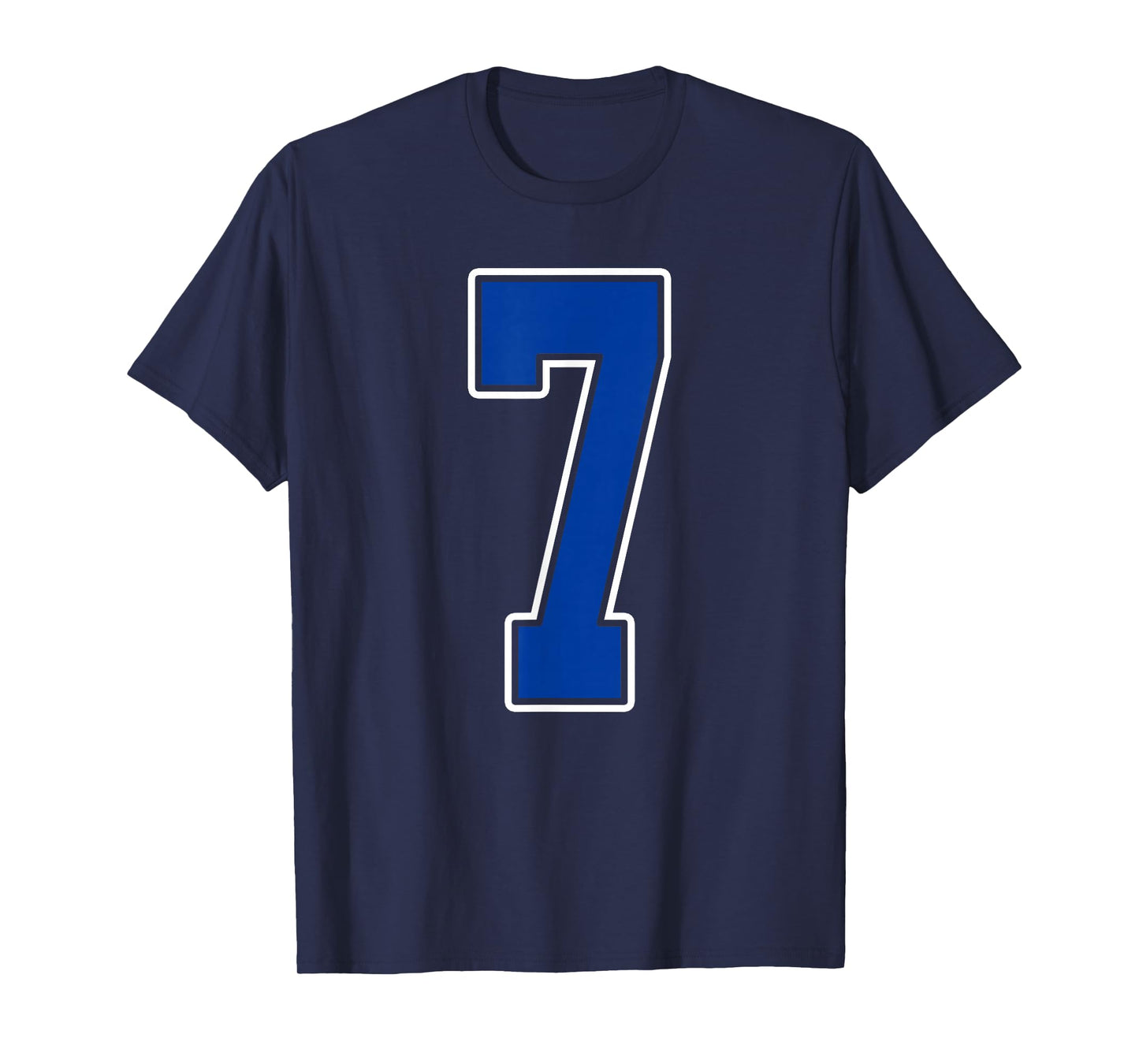 Royal Blue and White Number 7 Jersey Player Uniform #7 Fan T-Shirt