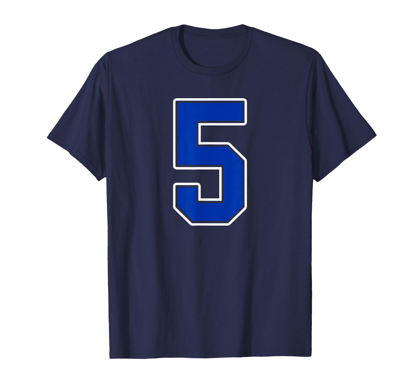 Royal Blue White Number 5 Jersey Player Uniform #5 T-Shirt