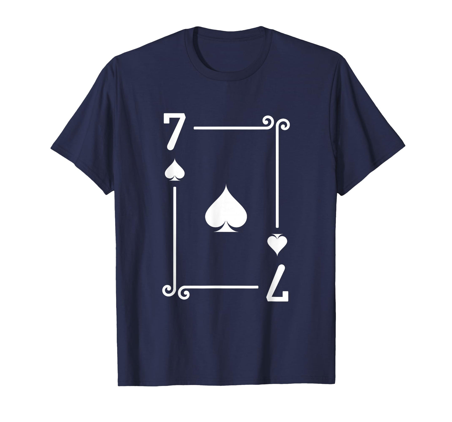 7 Spades Playing Card Graphic - White Seven Card T-Shirt