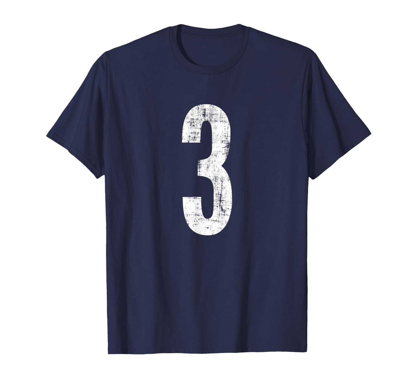 Number 3 Three Distressed Vintage Sport Team Player's T-Shirt