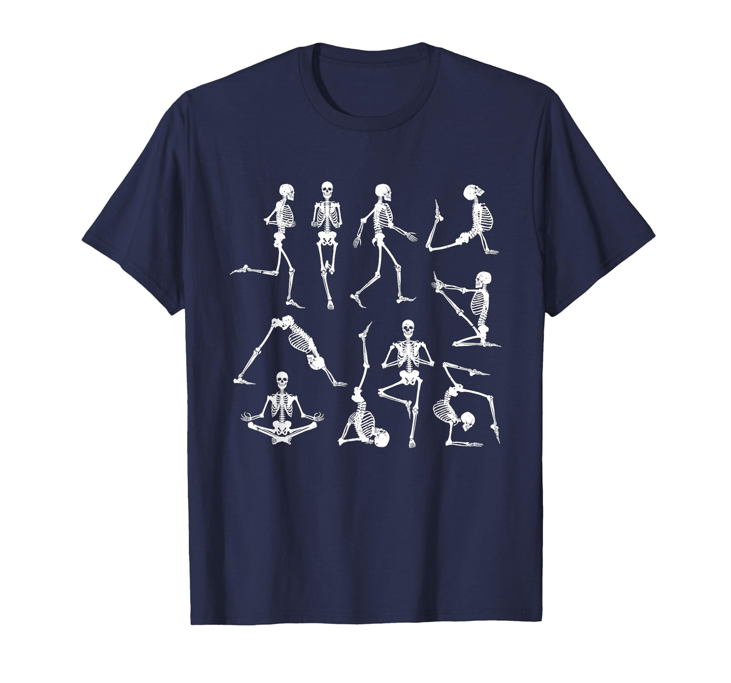 Skeleton Yoga Poses Funny Halloween Flexible Bone Yogi Crew T-Shirt