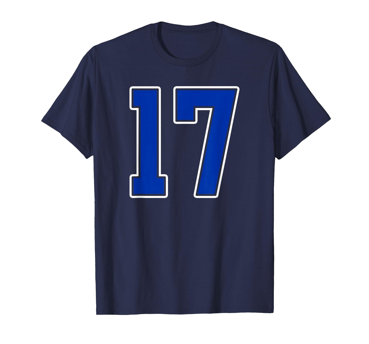 Royal Blue White Number 17 Jersey Player Uniform #17 T-Shirt