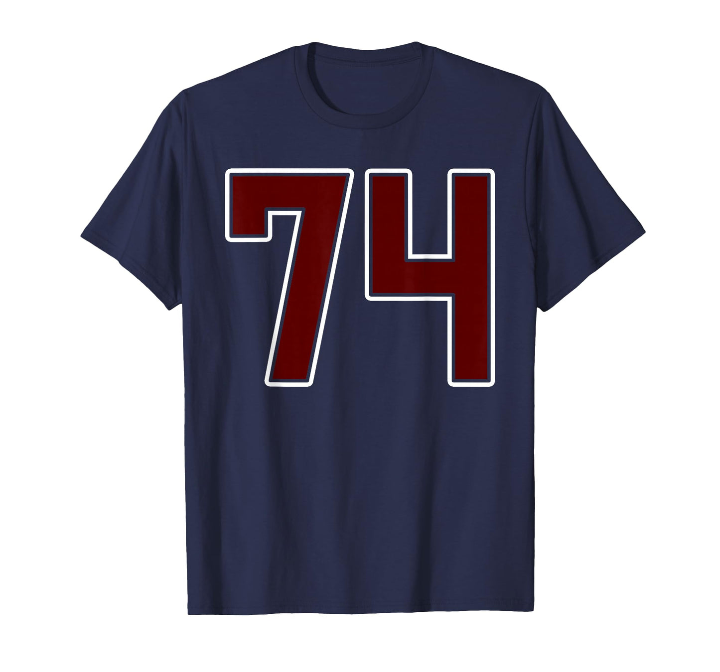 Maroon and White Number 74 Jersey Player Uniform #74 Fan T-Shirt