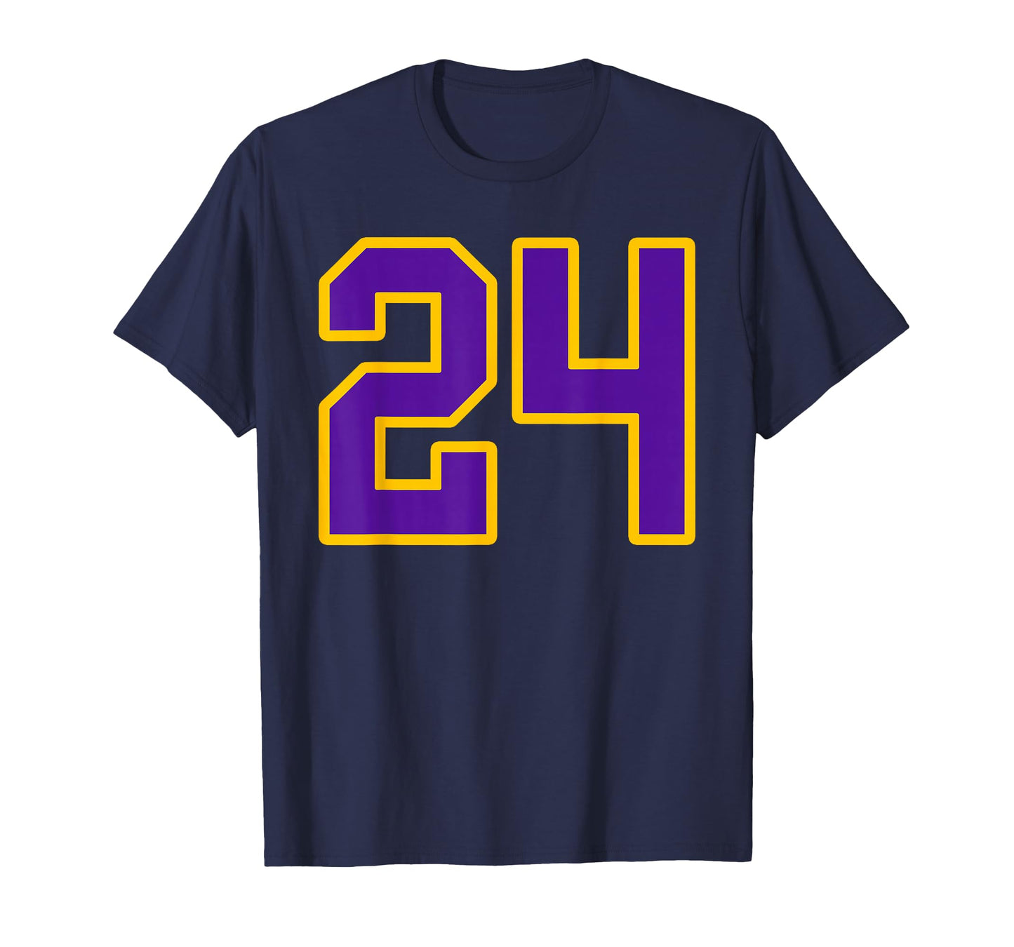Purple and Gold Number 24 Jersey Player Uniform #24 Fan T-Shirt