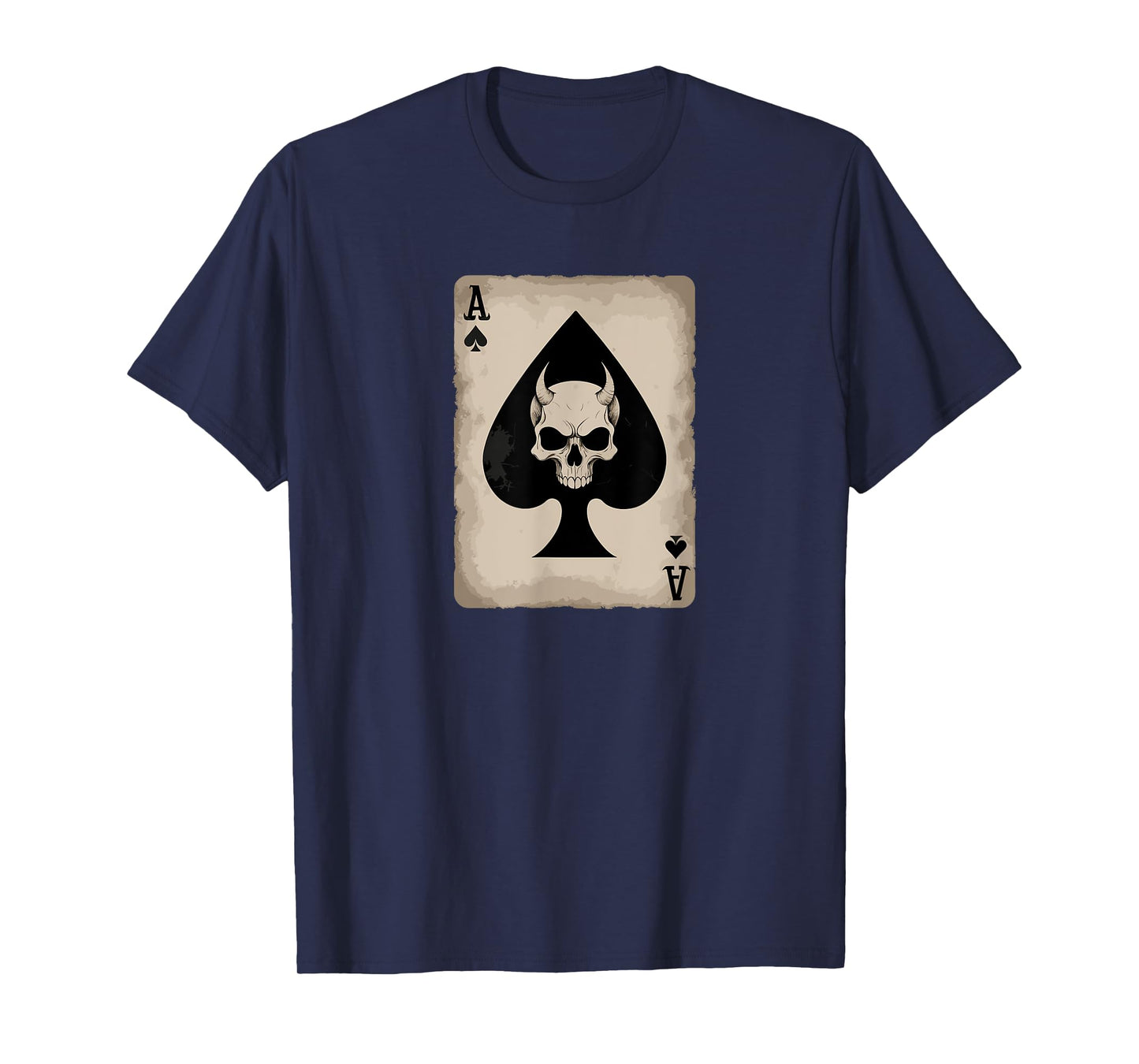 Skull and Devil Horns. Ace of Spades Playing Card. T-Shirt