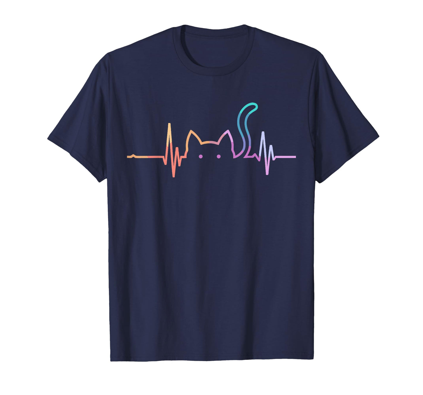 Cat Lover Graphic Heartbeat Silhouette Cute Funny Cat Men Women Girls Kids T-Shirt