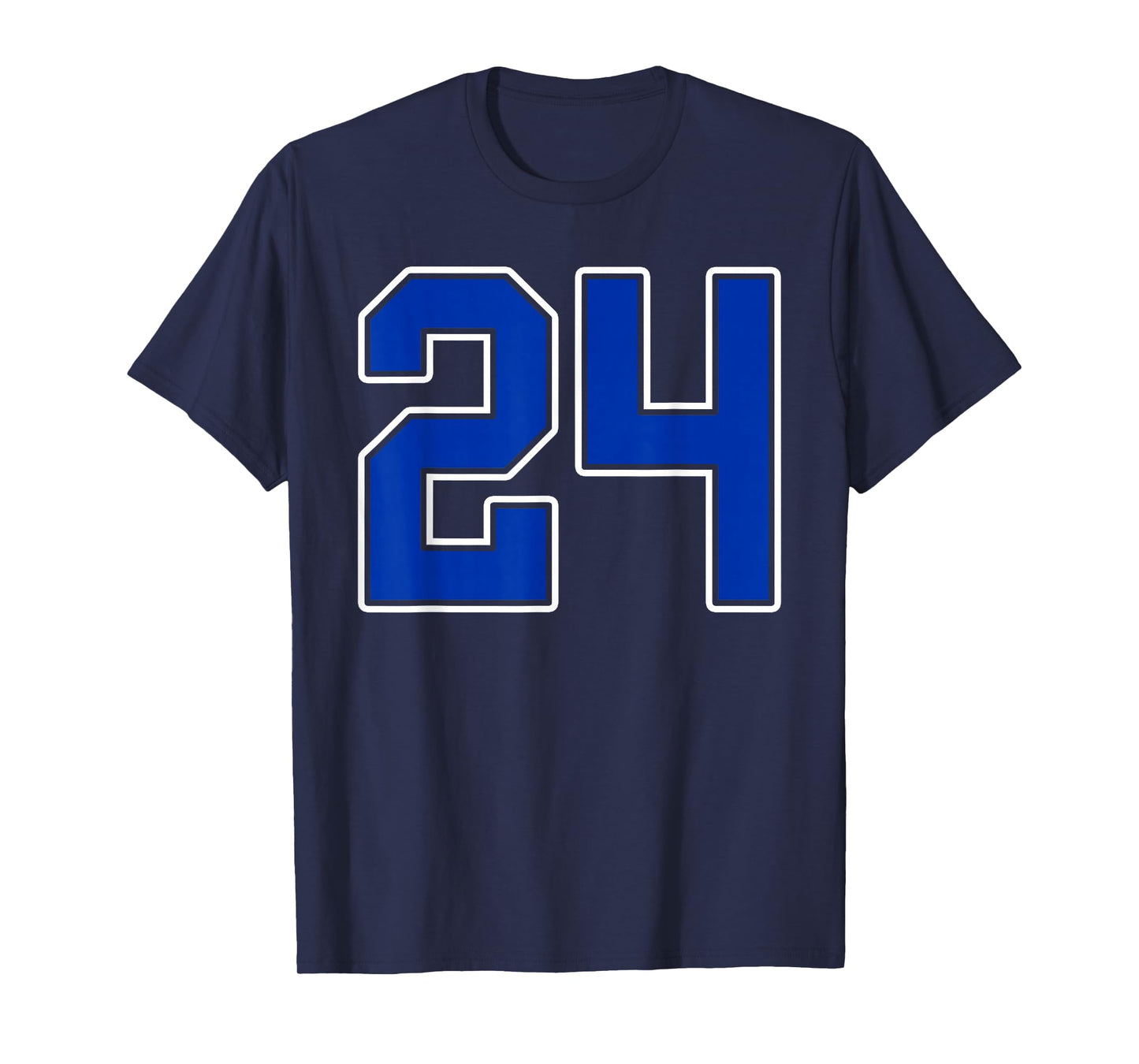Royal Blue White Number 24 Jersey Player Uniform #24 T-Shirt