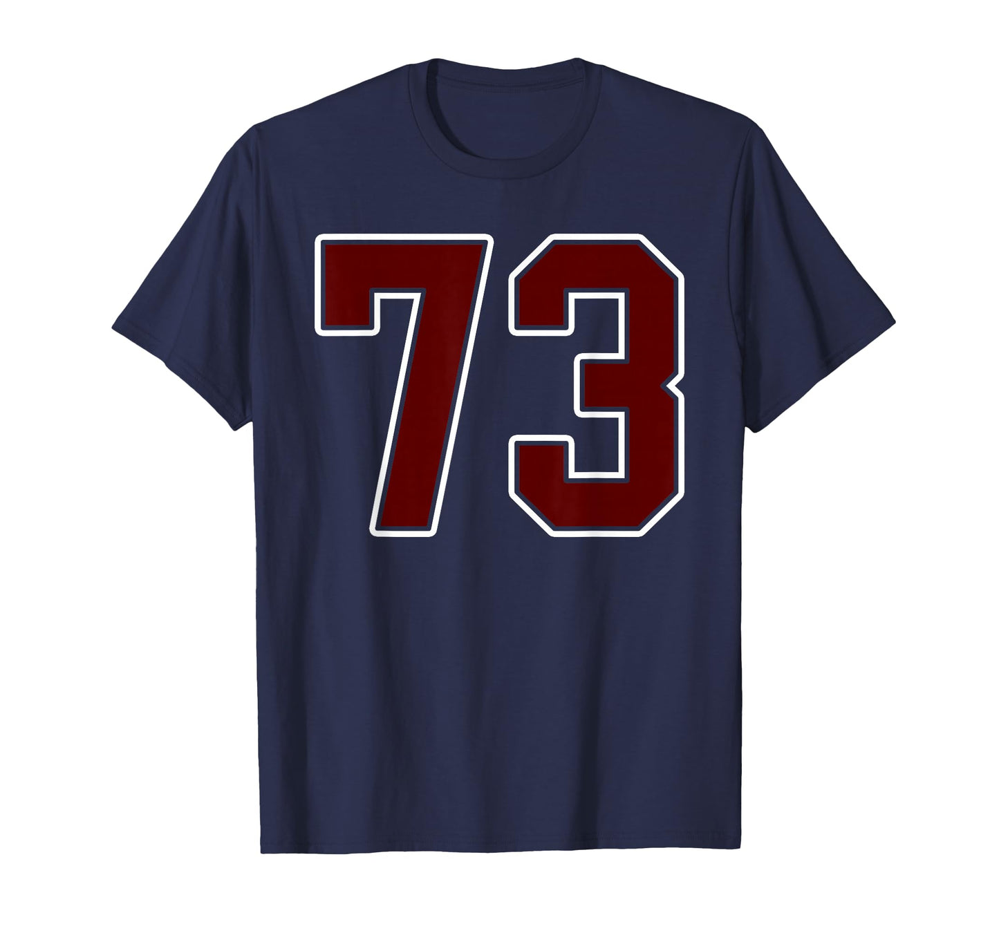 Maroon and White Number 73 Jersey Player Uniform #73 Fan T-Shirt
