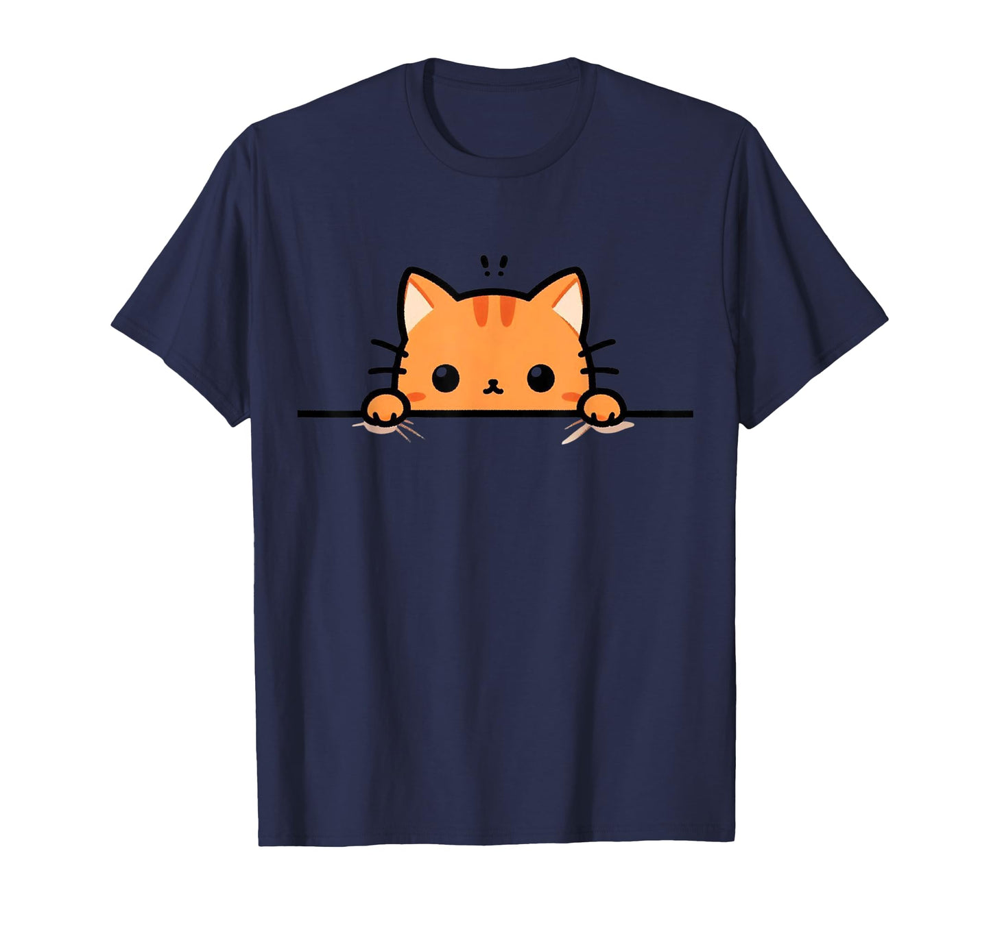 Cute Orange Kitty Cat Peeking Over at You Ginger Cat Lover T-Shirt