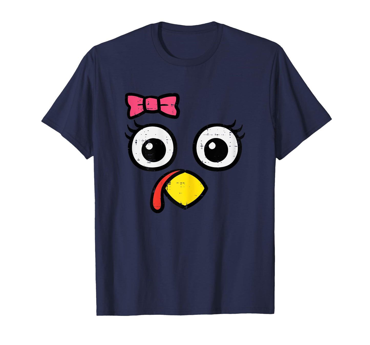Thanksgiving Turkey Face Bow Fall Girls Toddler Kids Youth T-Shirt