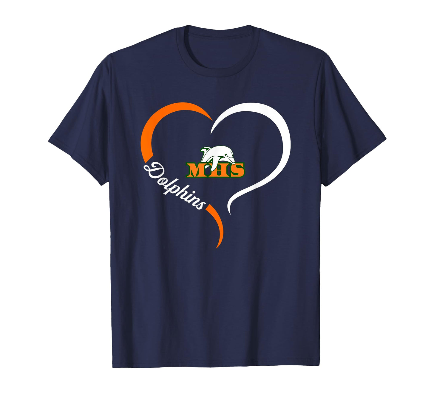 Mosley Dolphins Logo Half Heart Slogan HS T-Shirt