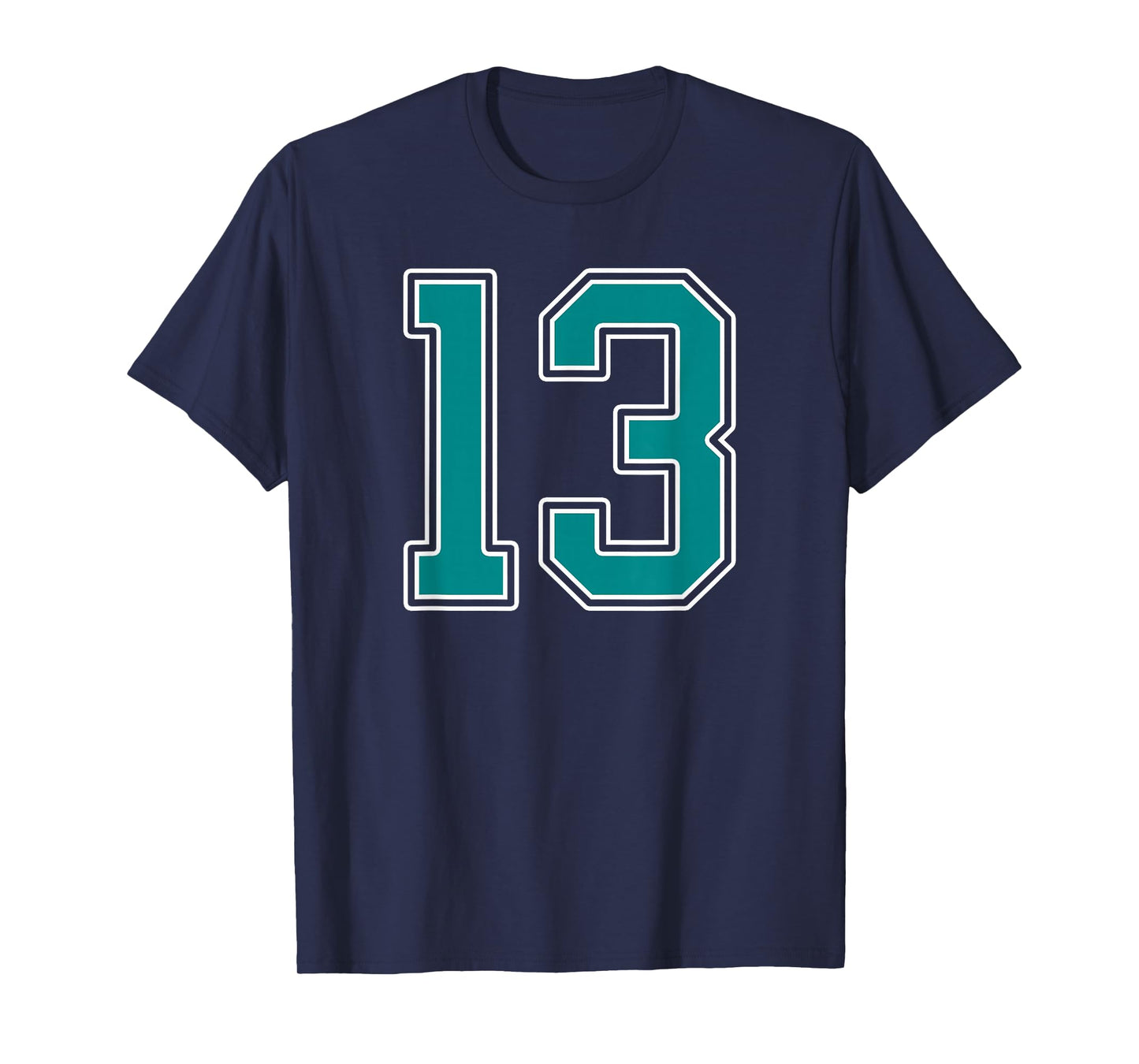 Teal and White Number 13 Jersey Player Uniform #13 Fan T-Shirt