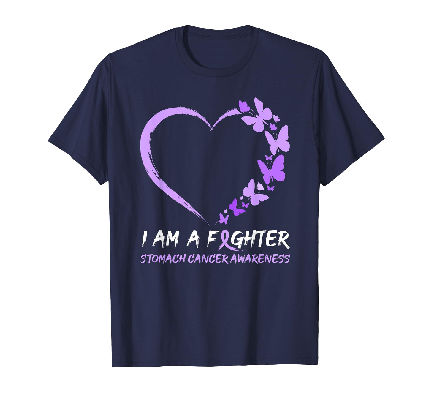 Butterfly Heart I Am A Fighter Stomach Cancer Awareness T-Shirt