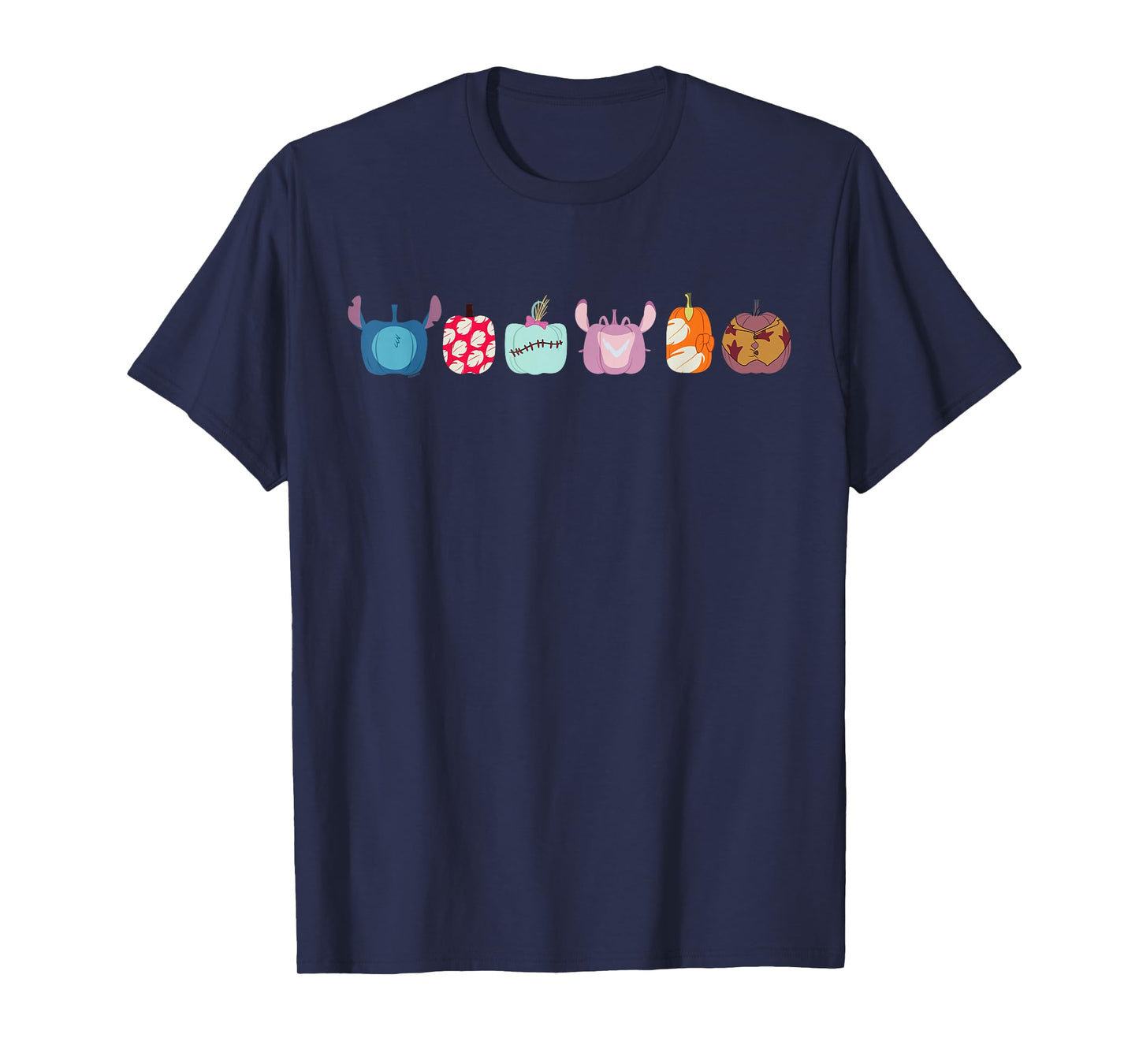 Disney Lilo & Stitch Characters Halloween Pumpkin Lineup T-Shirt