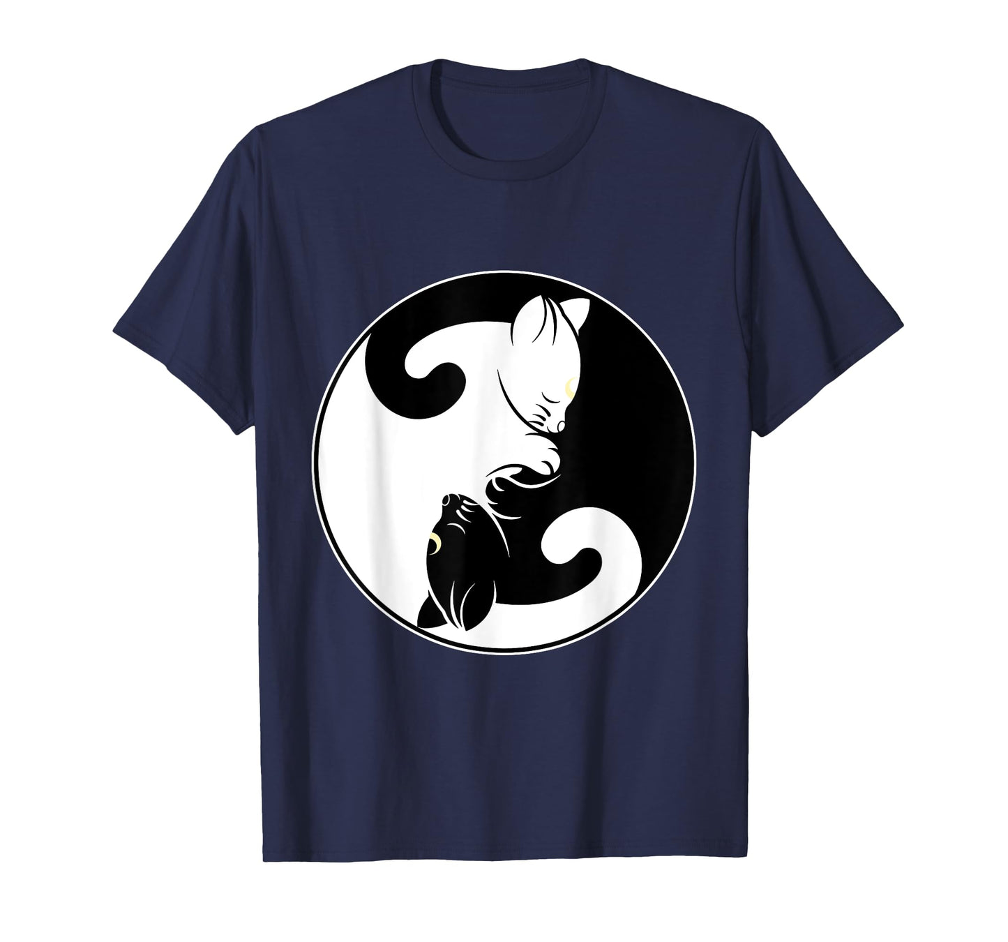 Kawaii Yin Yang Black Cat and Moon Crescent Head Cartoon Cat Kawaii Yin Yang Cat Moon Crescent T-Shirt