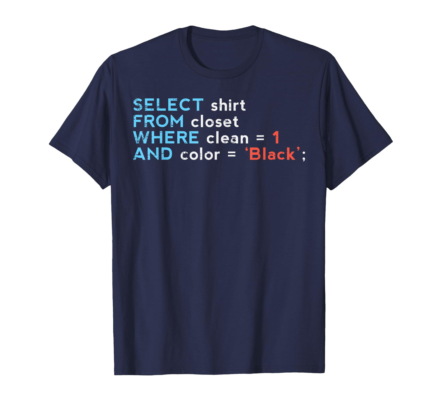 SQL Select Shirt From Closet Coder Database Admin Men Women T-Shirt