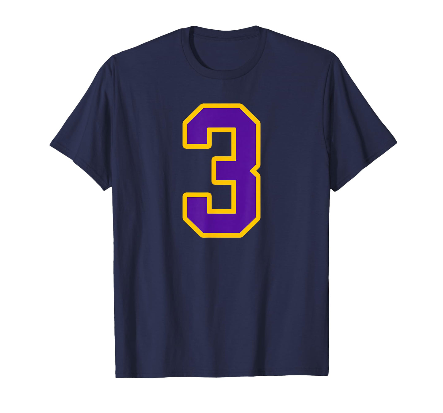 Purple and Gold Number 3 Jersey Player Uniform #3 Fan T-Shirt