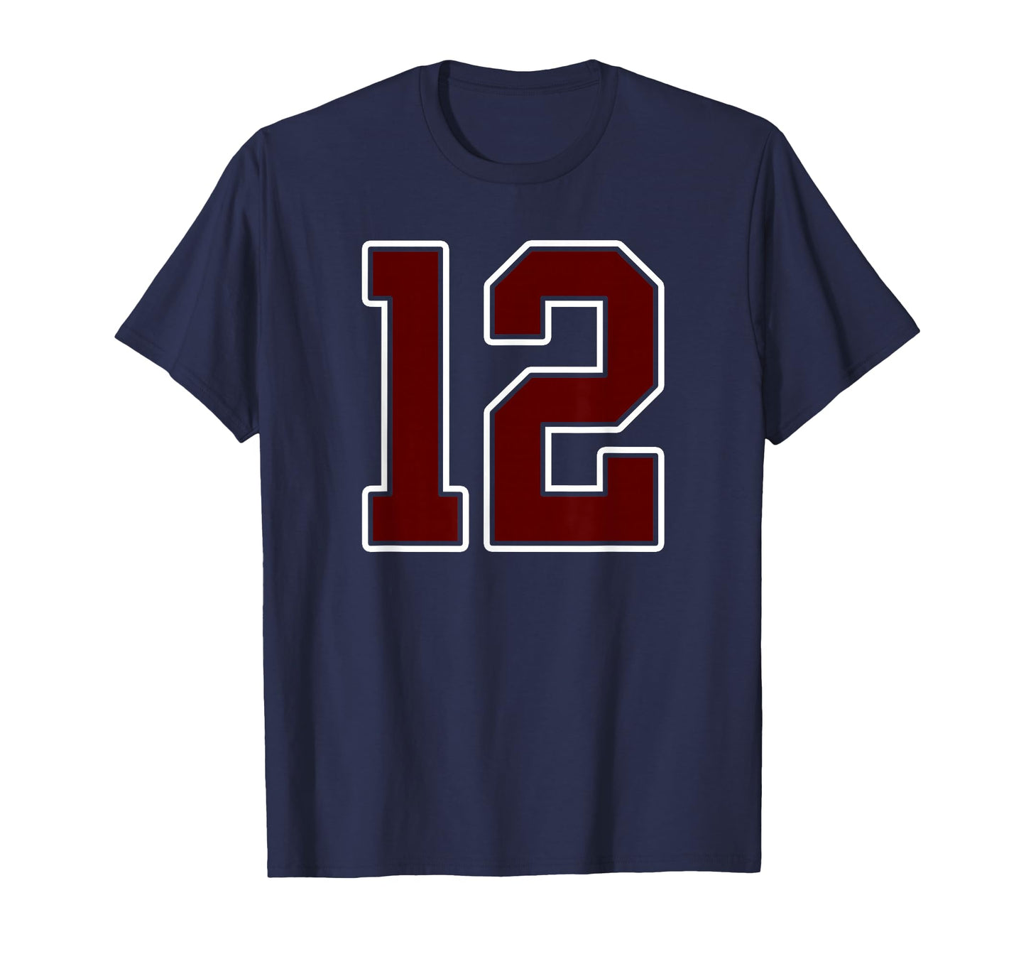 Maroon and White Number 12 Jersey Player Uniform #12 Fan T-Shirt