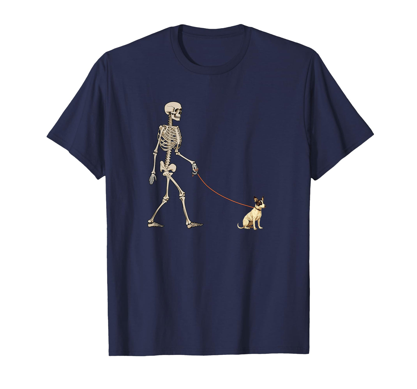 Funny Rat Terrier Skeleton Dog Walking Halloween Dog T-Shirt